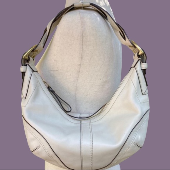 NEW COACH Soho Dylan Braided Handle Cream
Leather Large Hobo Shoulder Bag #10044 - Picture 4 of 10